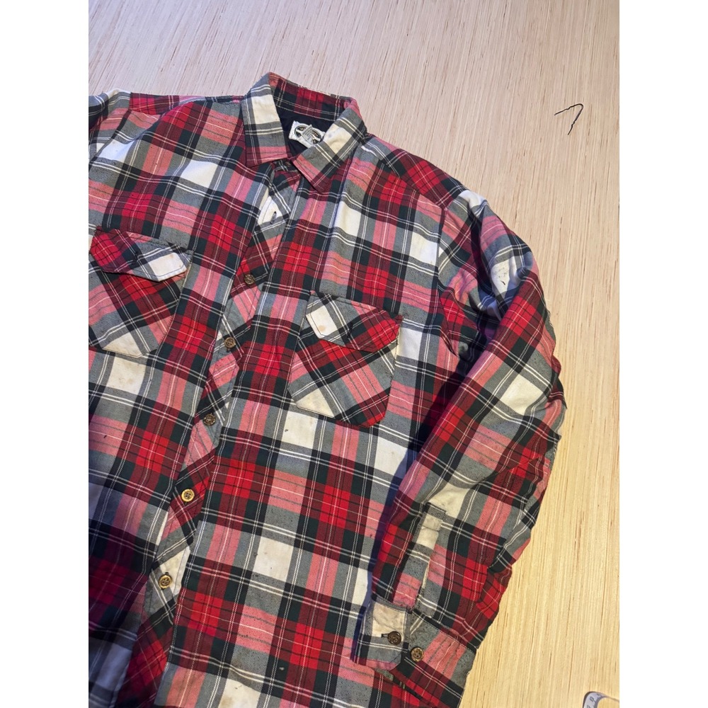 Midwest Traders Mens XL Quilted Flannel Shirt Jacket Red Plaid Workwear Padded40